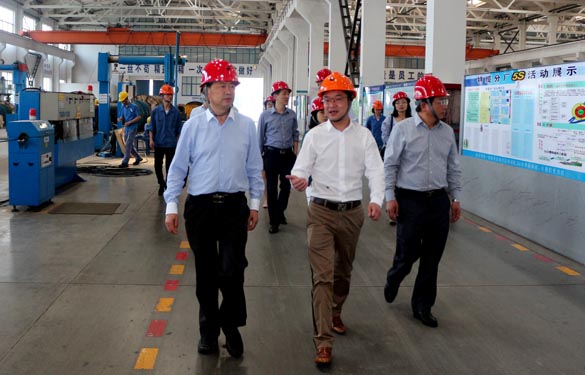 2016年5月6日，，，，，江苏省法制办主任于爱荣在集团总司理丁志鸿陪同下旅行生产现场